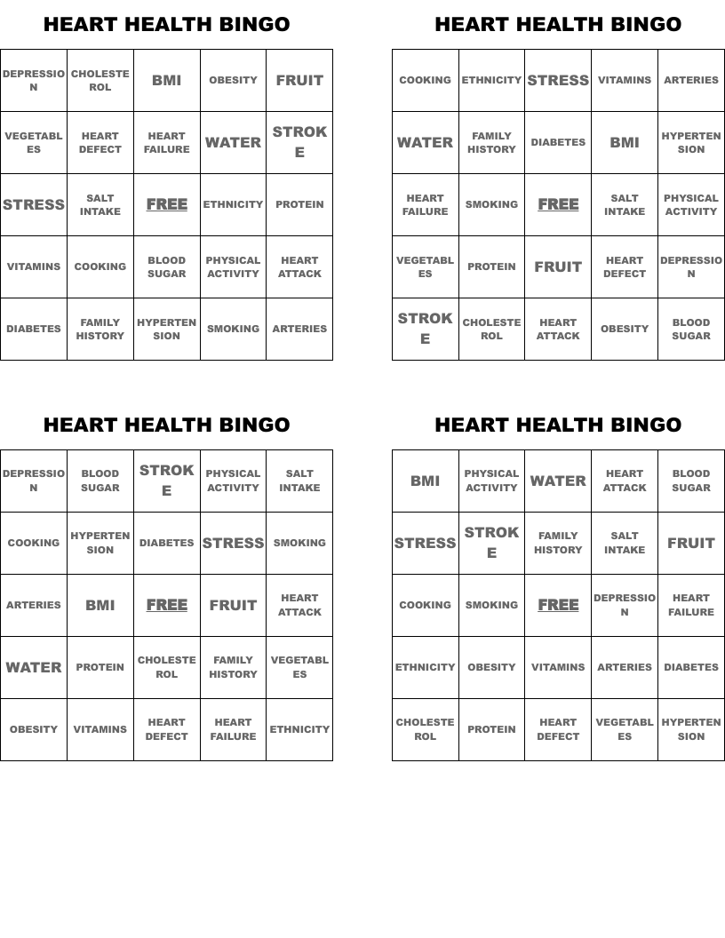 HEART HEALTH BINGO