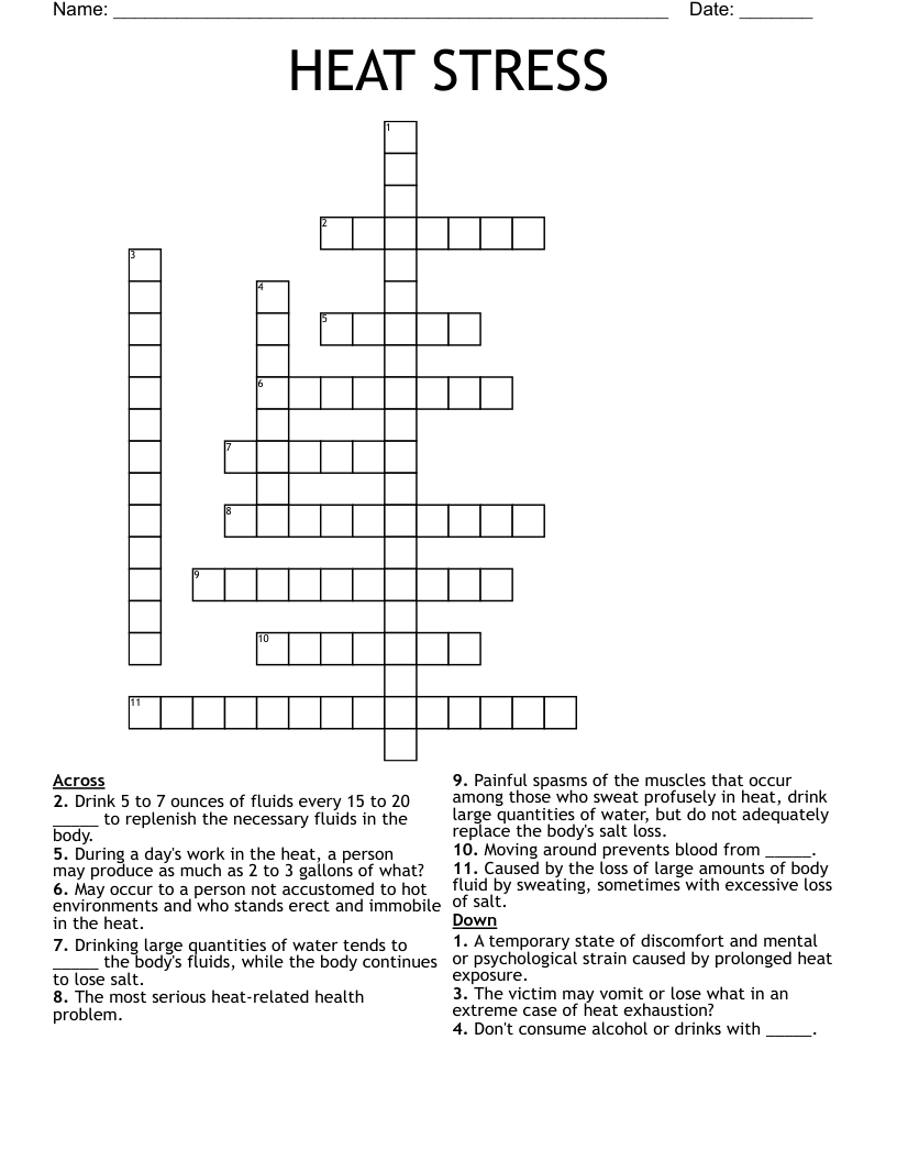 HEAT STRESS Crossword