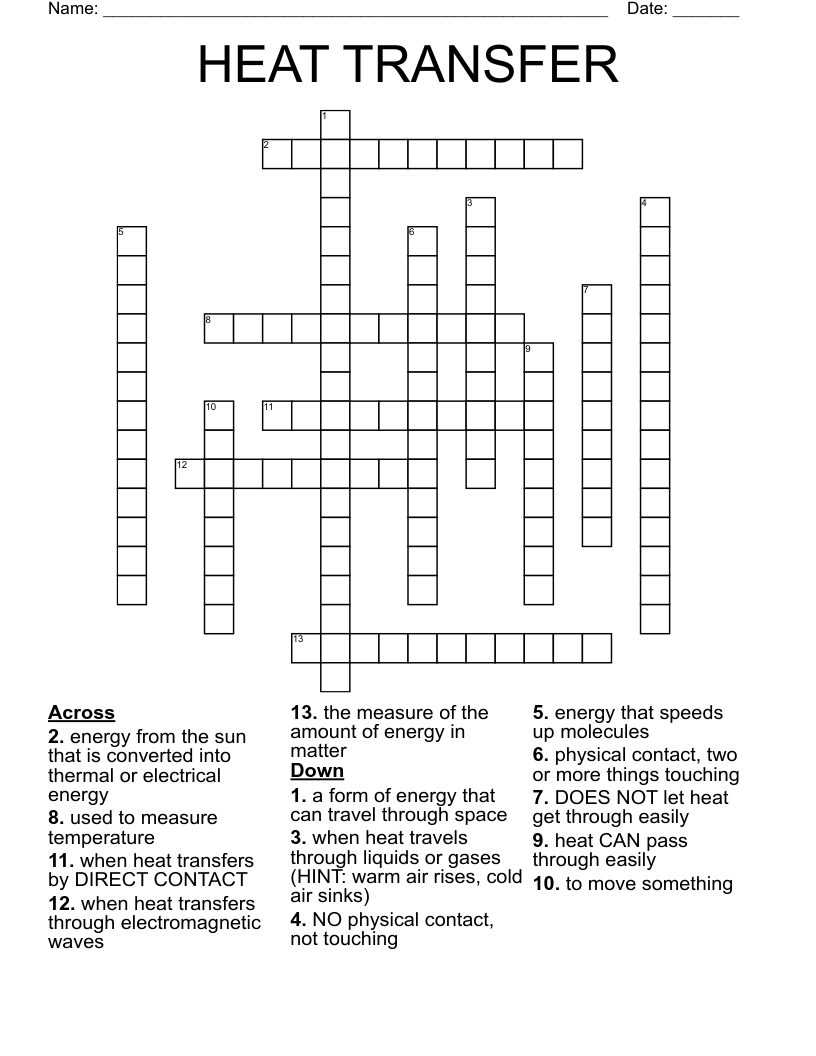 HEAT TRANSFER Crossword