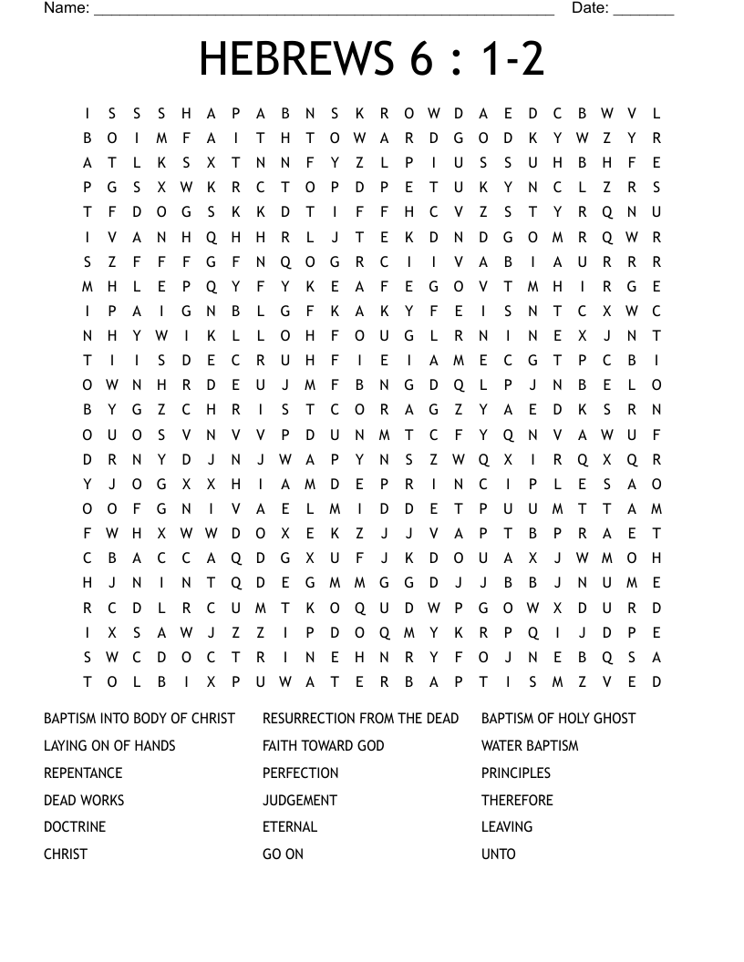 HEBREWS 6 : 1-2 Word Search