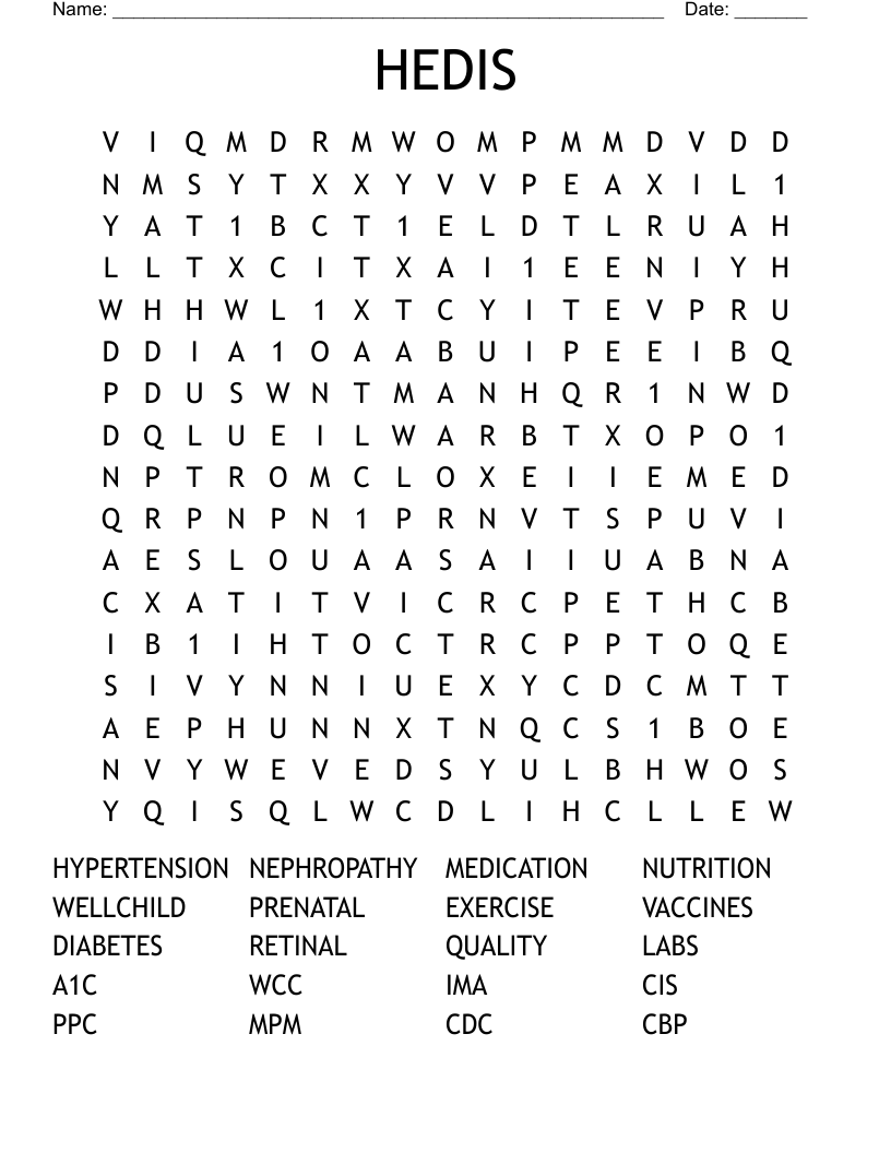 HEDIS Word Search