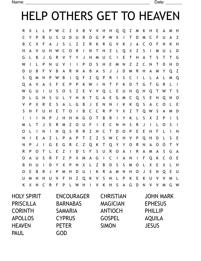 HELP OTHERS GET TO HEAVEN Word Search