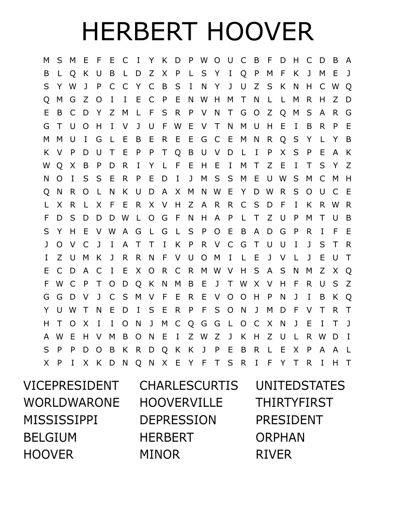 HERBERT HOOVER Word Search