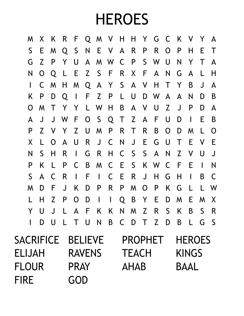 HEROES Word Search