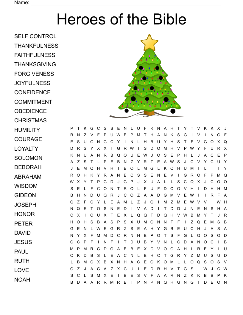 Heroes of the Bible Word Search