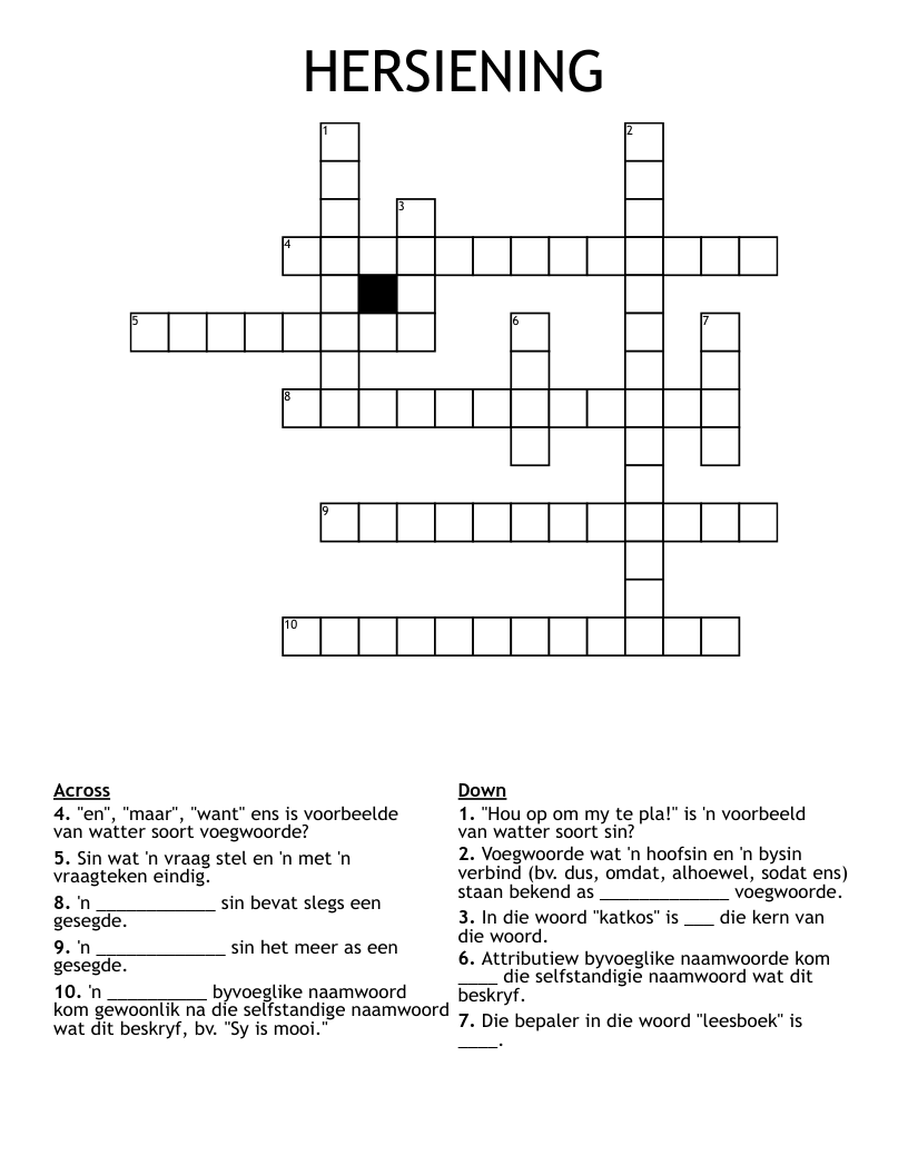 HERSIENING Crossword