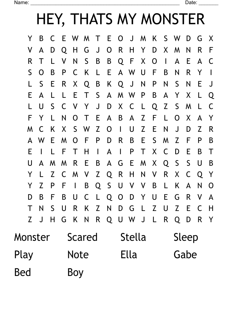 HEY, THATS MY MONSTER Word Search