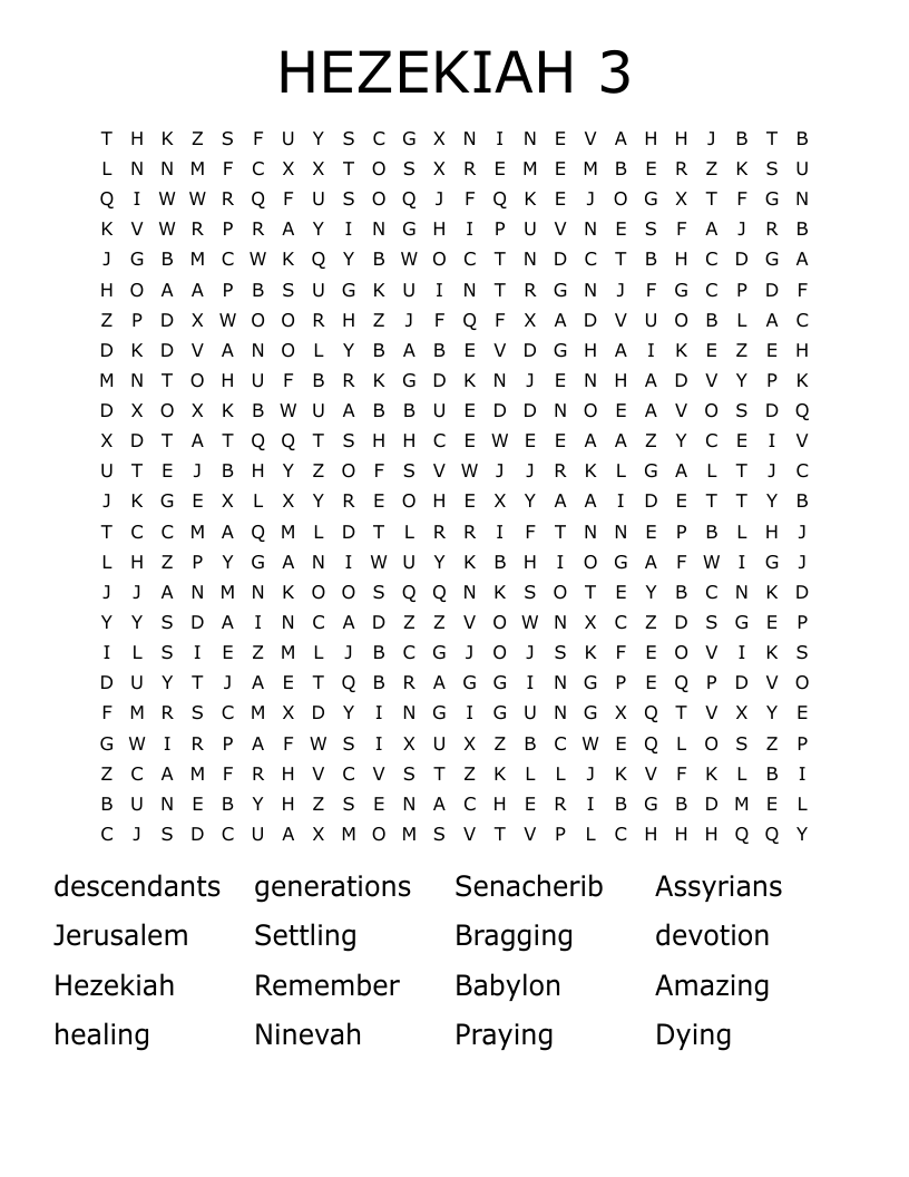 HEZEKIAH 3 Word Search