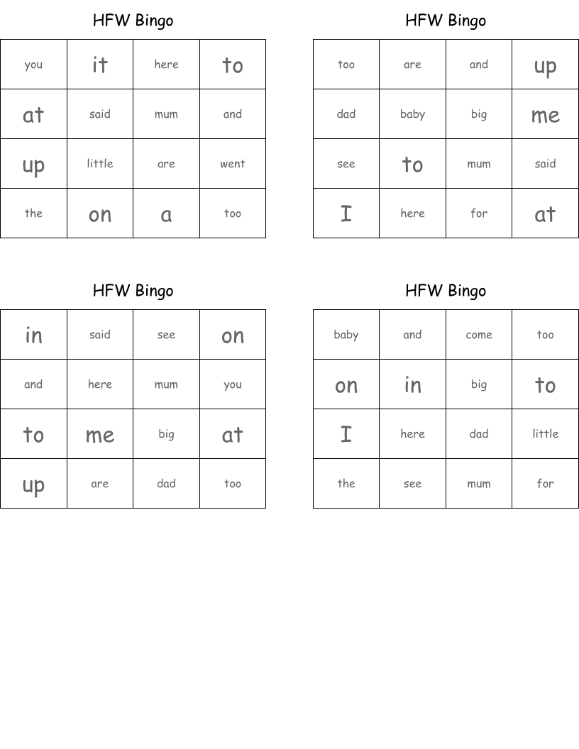 HFW Bingo