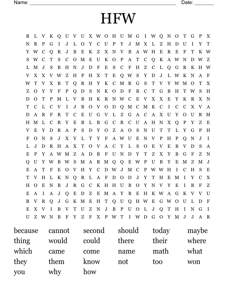HFW  Word Search