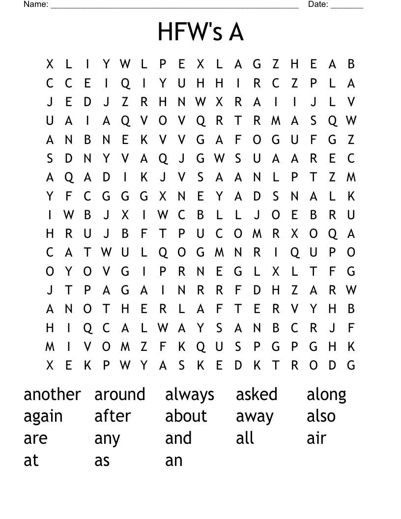 HFW's A Word Search