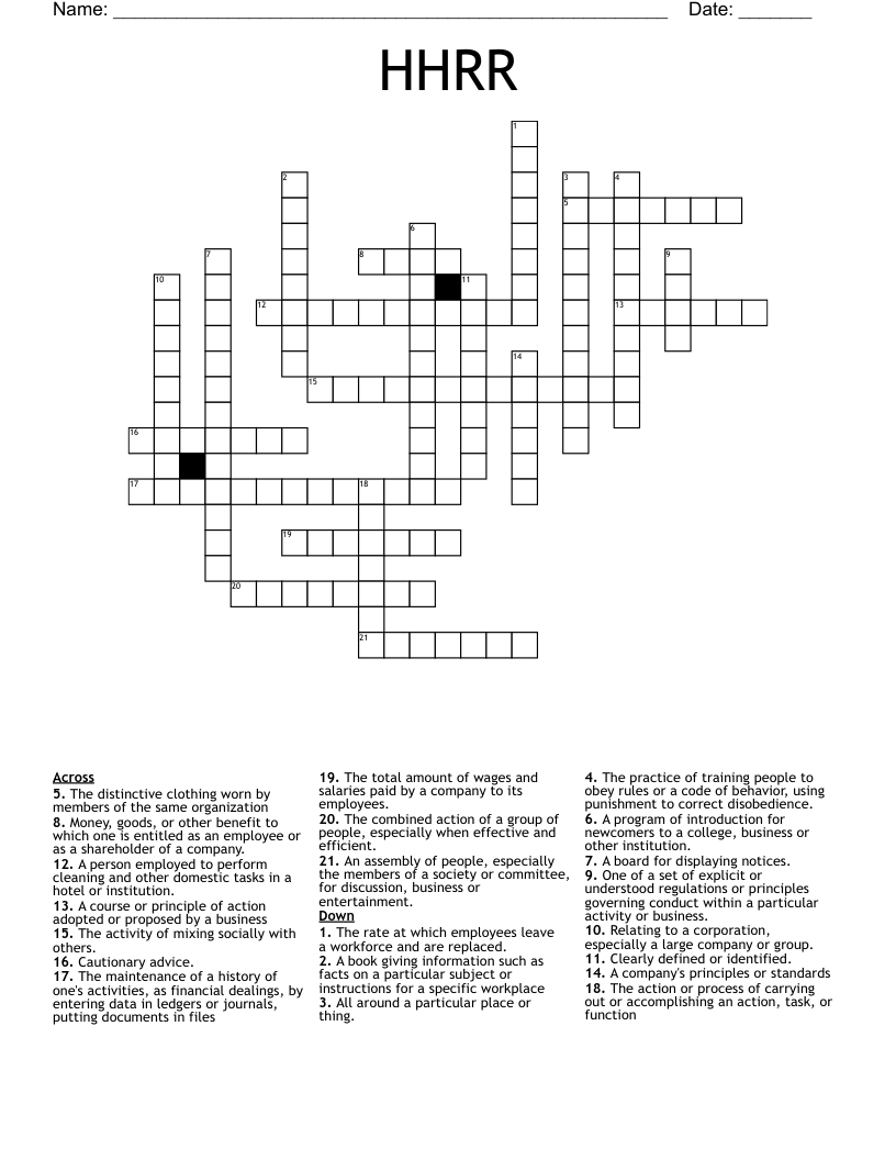 HHRR Crossword