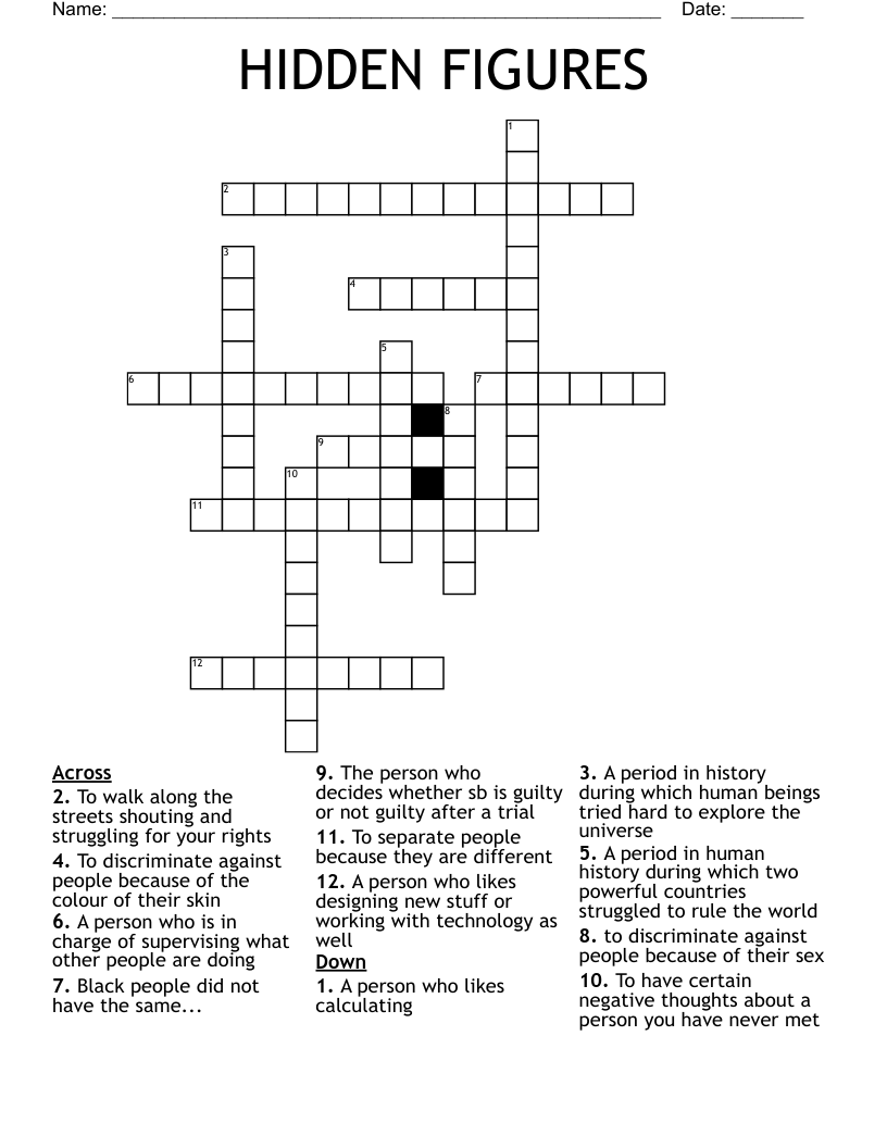 HIDDEN FIGURES Crossword