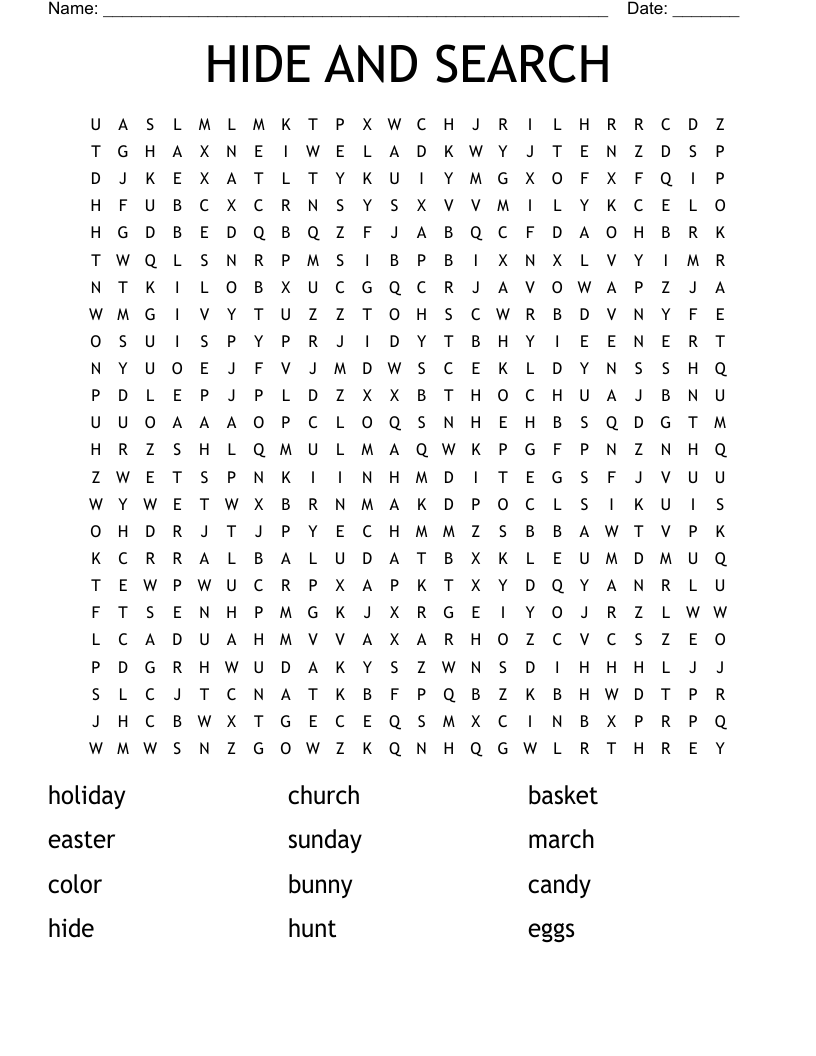 HIDE AND SEARCH Word Search