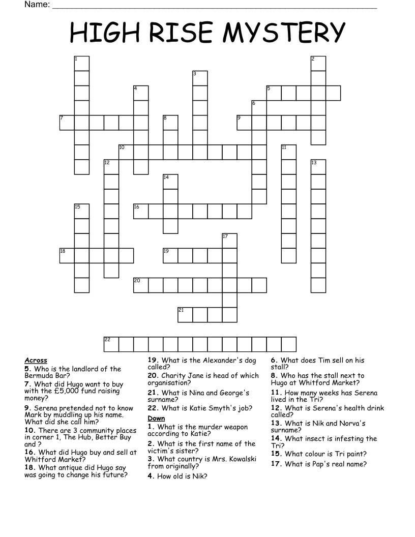 HIGH RISE MYSTERY Crossword