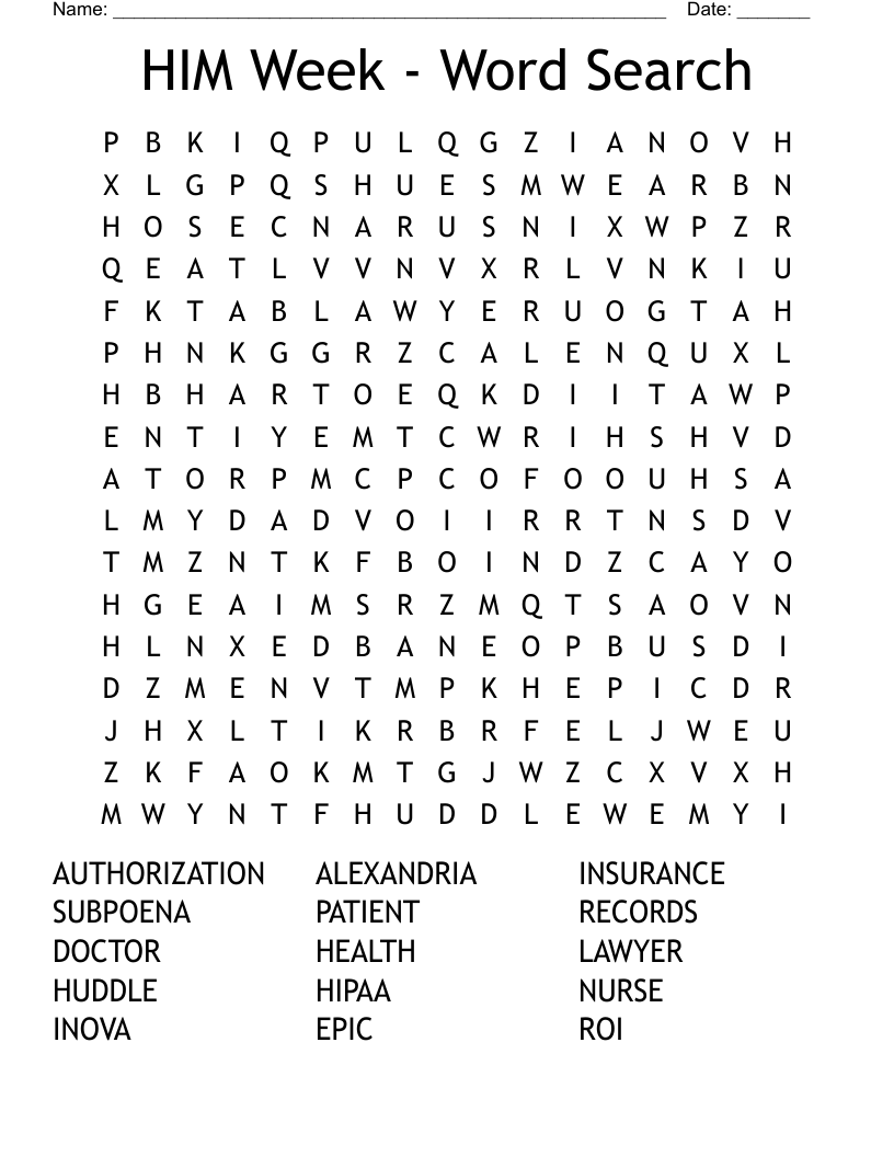 HIM Week - Word Search
