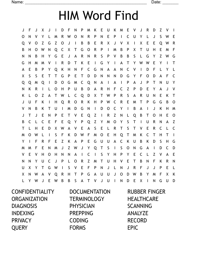 HIM Word Find Word Search