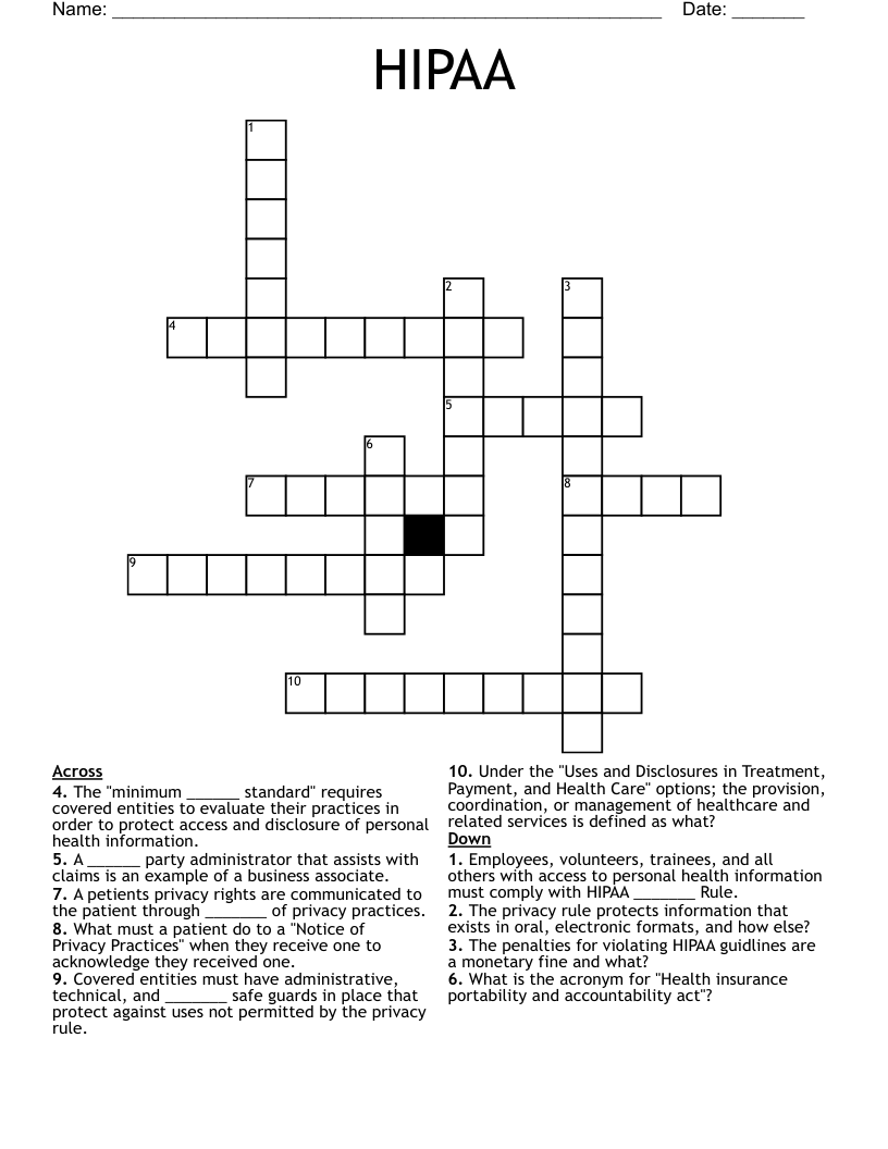 HIPAA Crossword