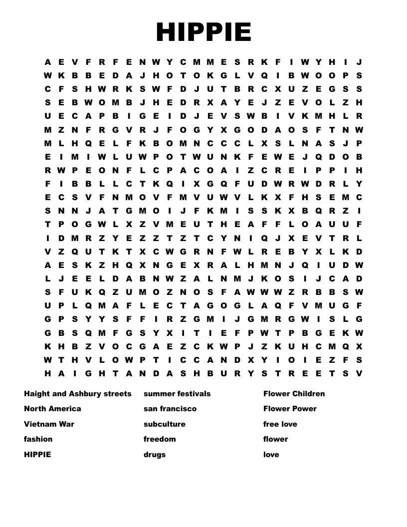HIPPIE Word Search