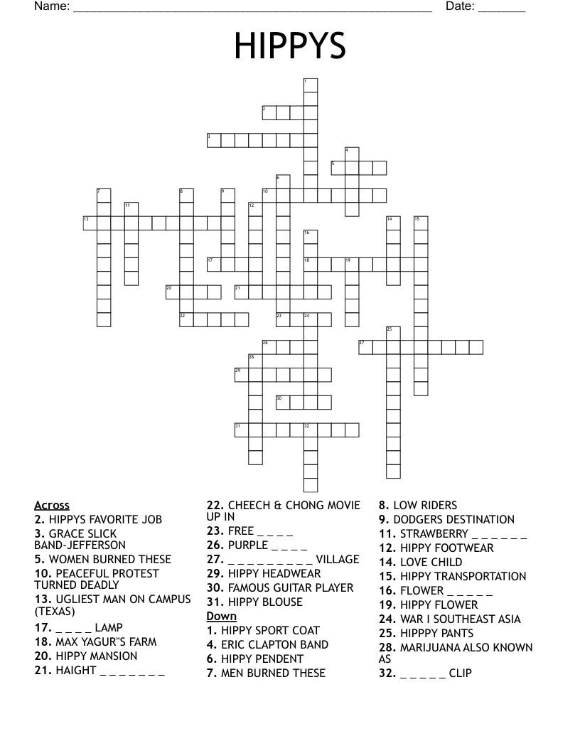 HIPPYS Crossword