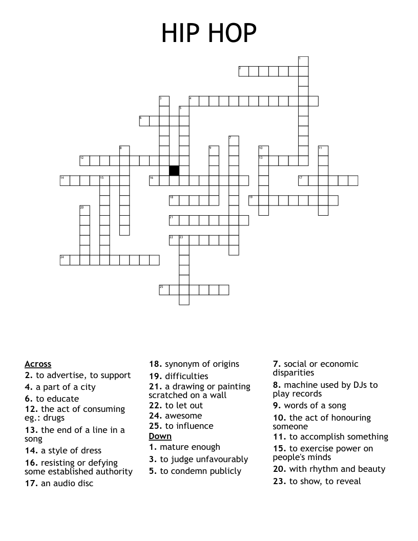 HIP HOP Crossword