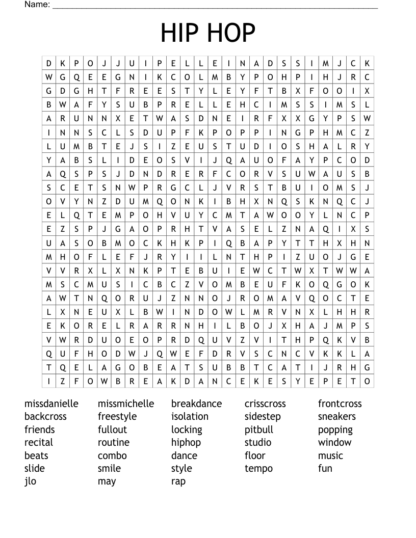 HIP HOP Word Search