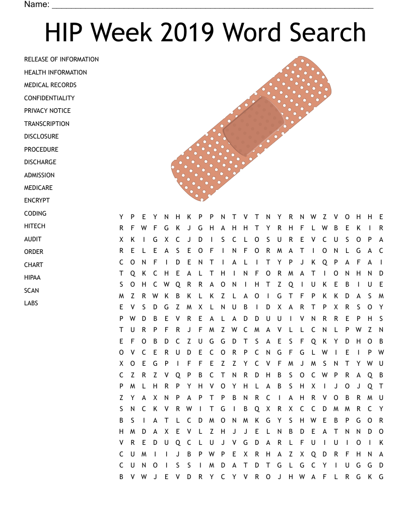 HIP Week 2019 Word Search