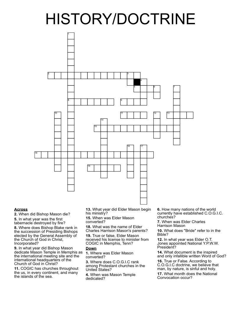 HISTORY/DOCTRINE Crossword