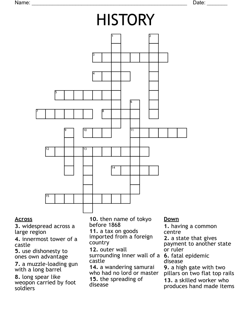 HISTORY Crossword