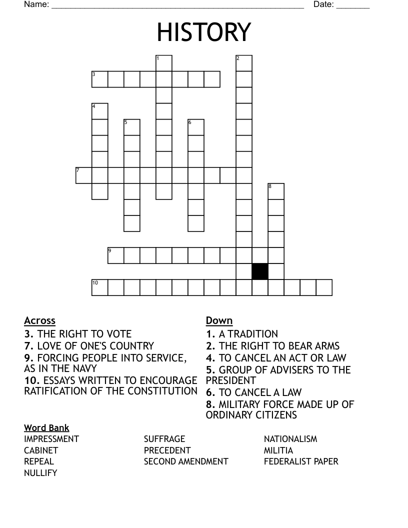 HISTORY Crossword