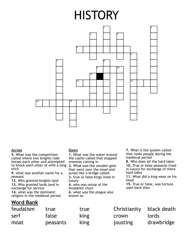 HISTORY Crossword