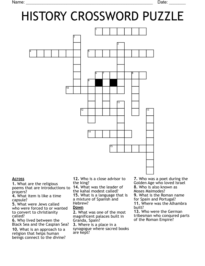 HISTORY CROSSWORD PUZZLE