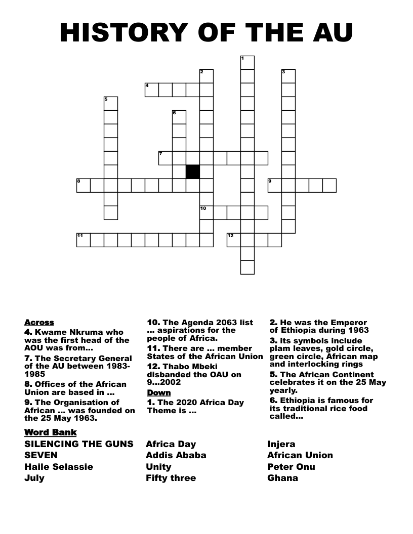 HISTORY OF THE AU Crossword