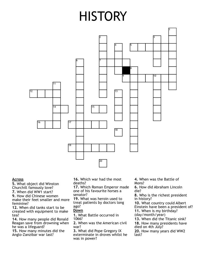 HISTORY  Crossword