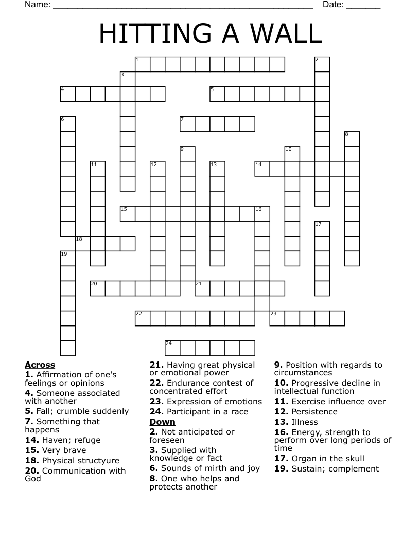 HITTING A WALL Crossword