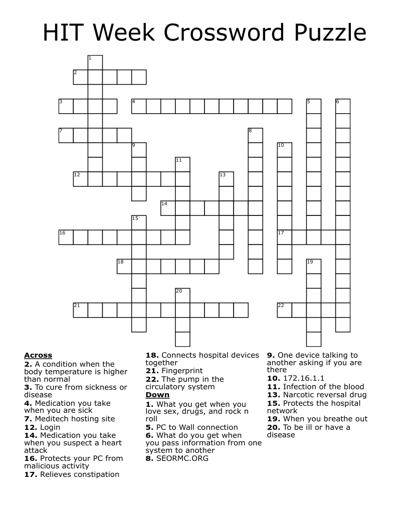 HIT Week Crossword Puzzle