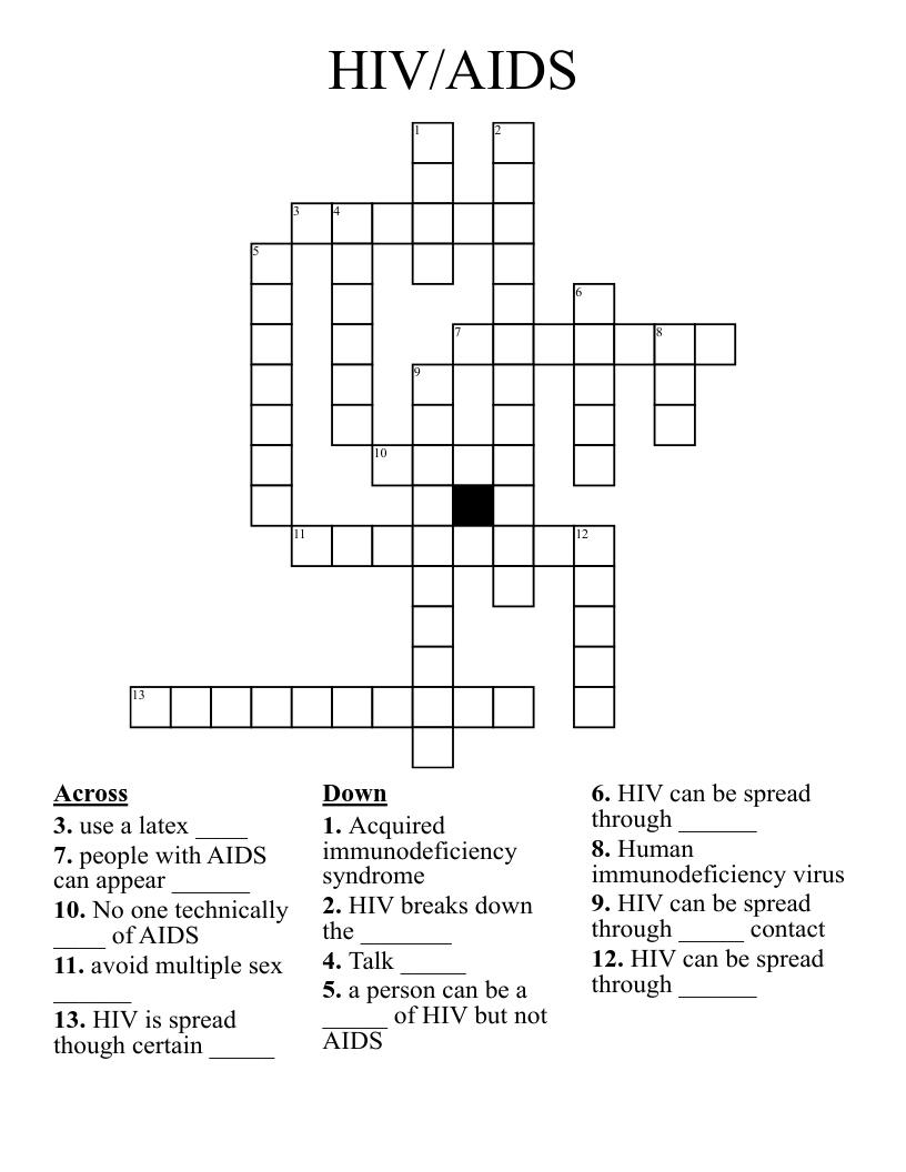 HIV/AIDS Crossword