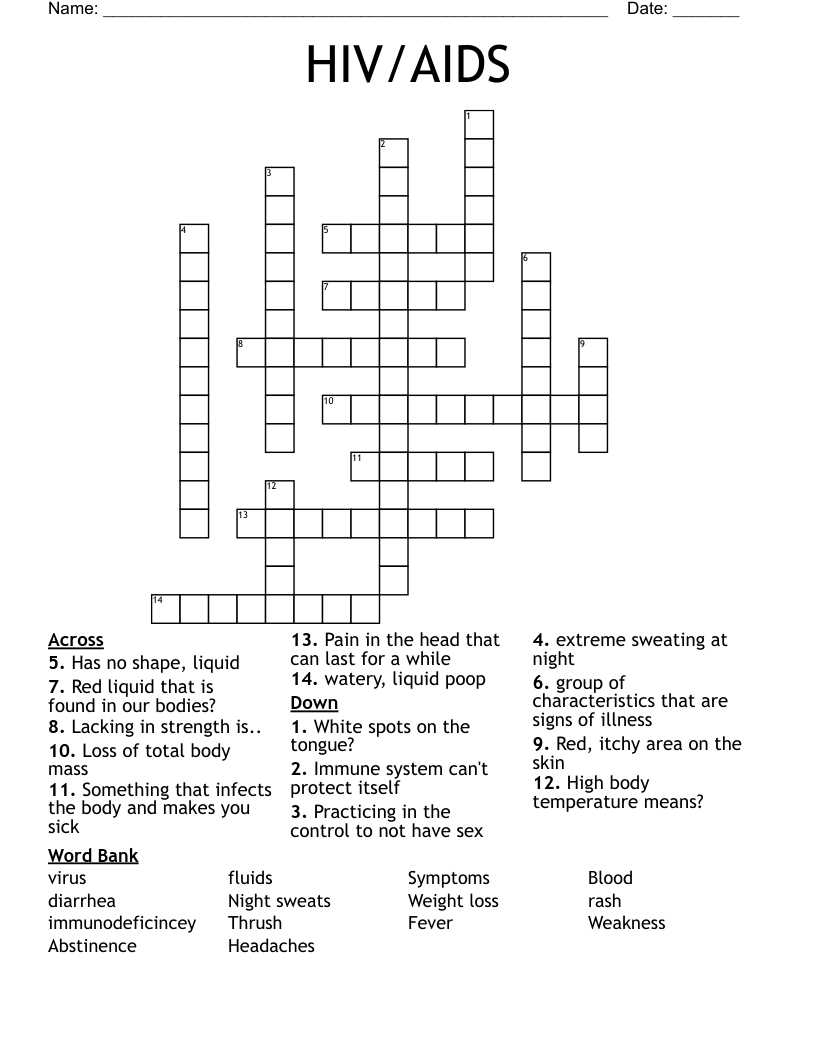 HIV/AIDS Crossword