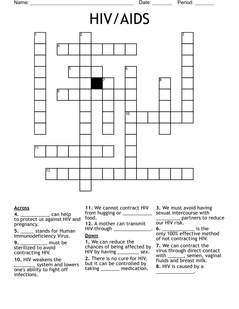 HIV/AIDS Crossword