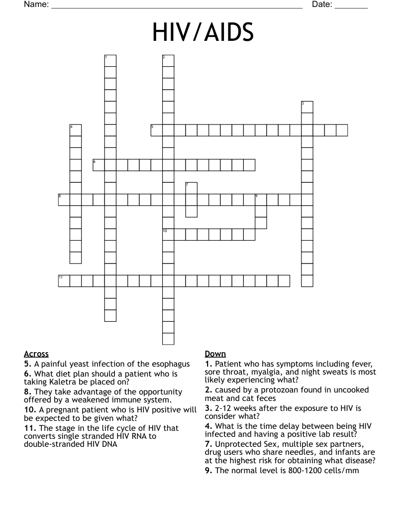 HIV/AIDS Crossword