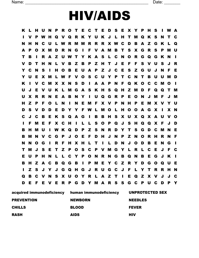 HIV/AIDS Word Search