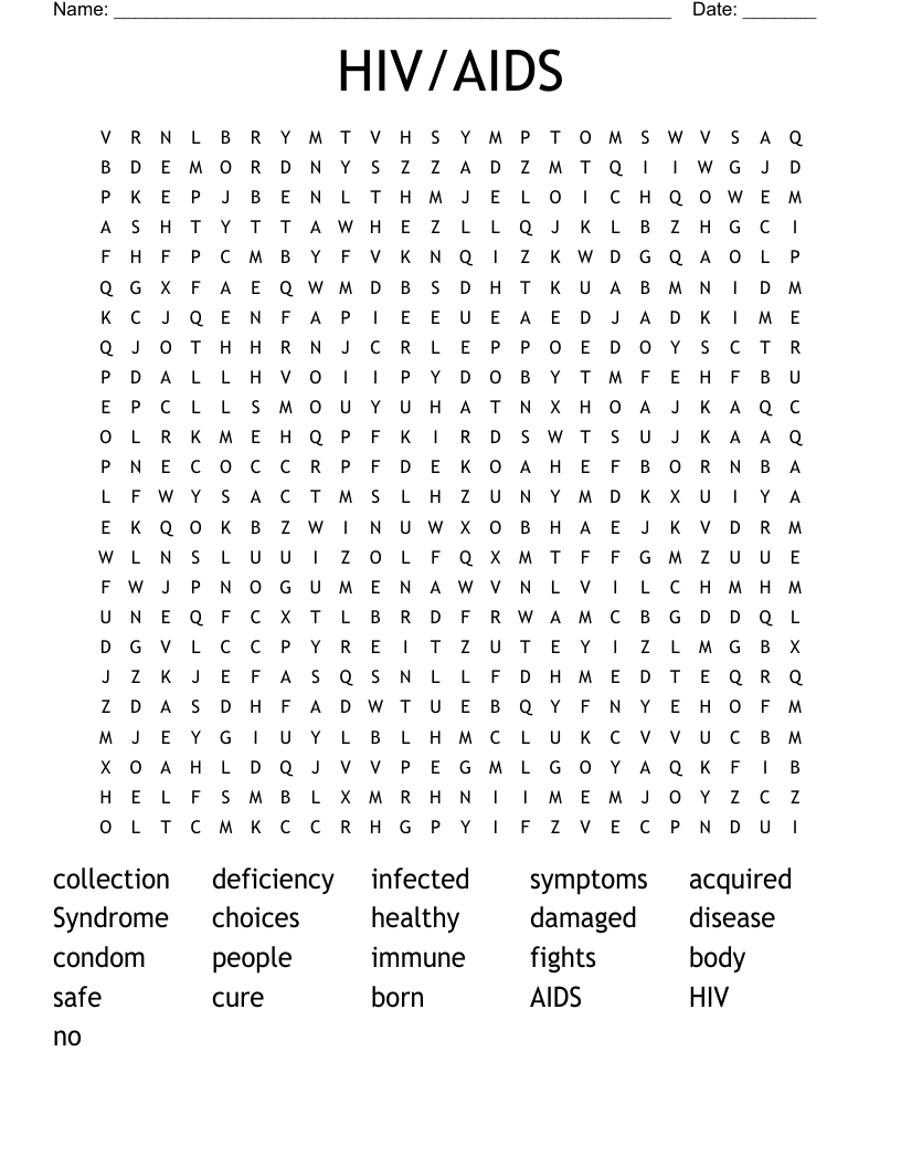 HIV/AIDS Word Search