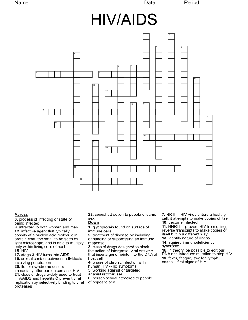 HIV/AIDS Crossword