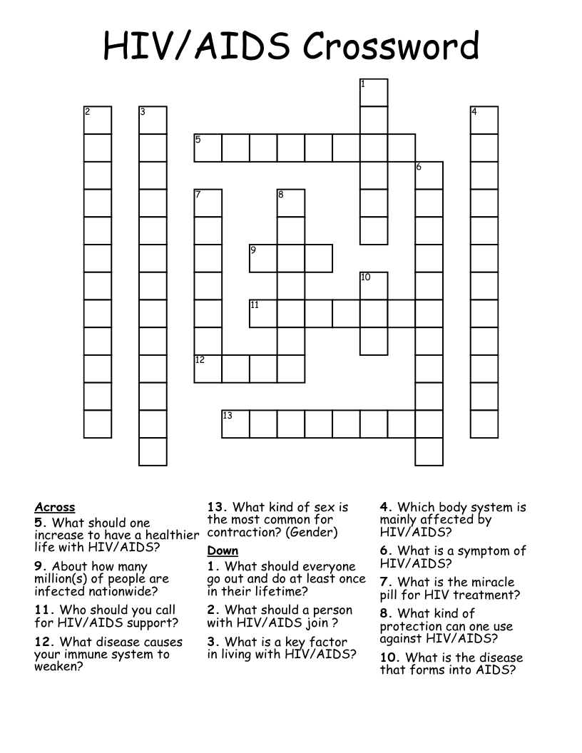 HIV/AIDS Crossword