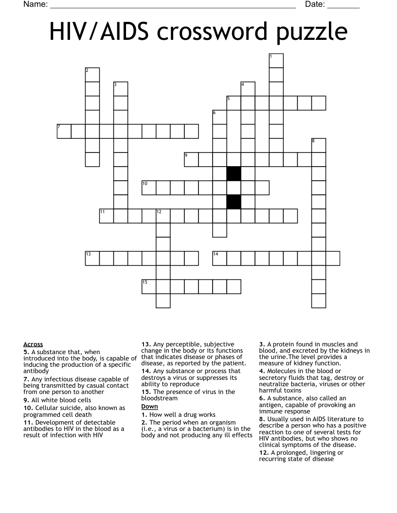 HIV/AIDS crossword puzzle