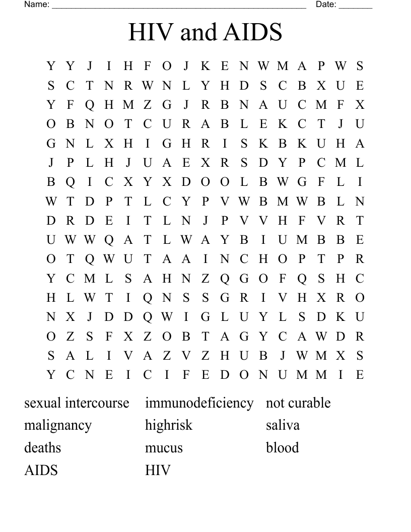HIV and AIDS Word Search