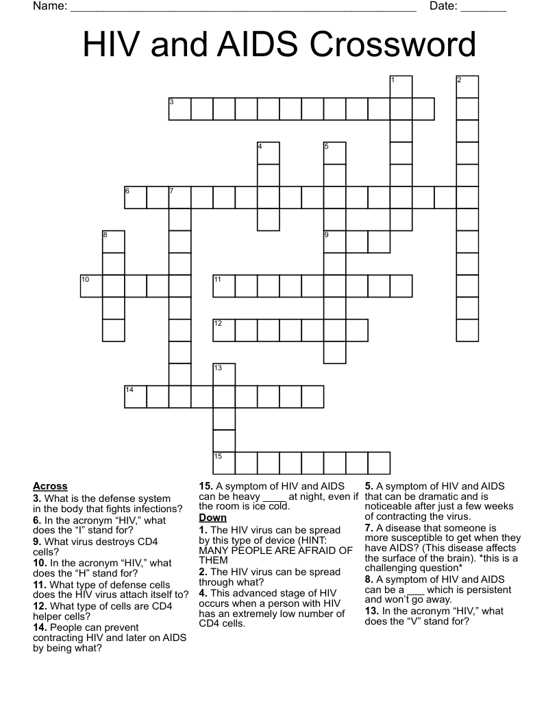 HIV and AIDS Crossword 