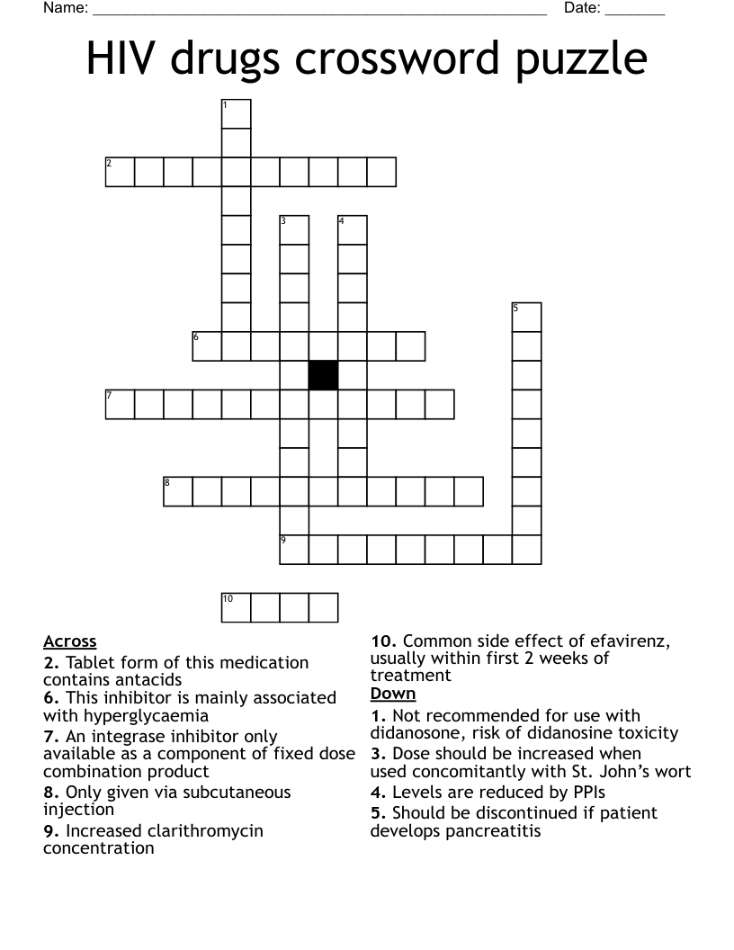 HIV drugs crossword puzzle
