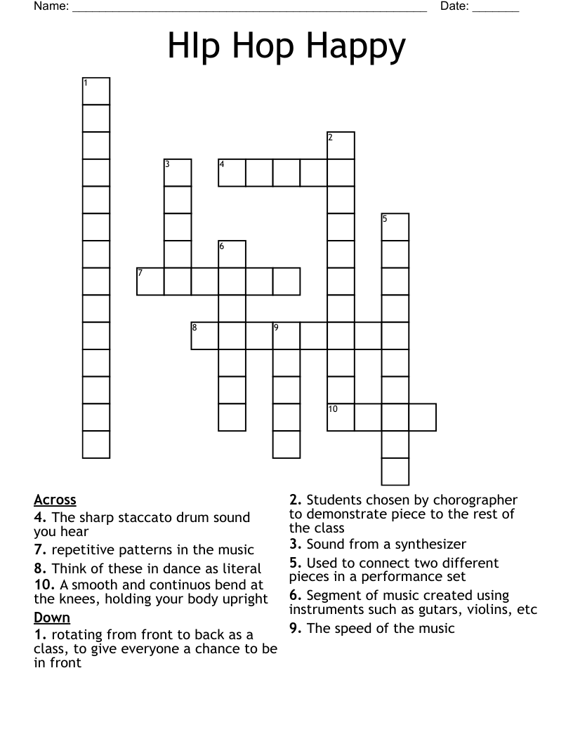HIp Hop Happy Crossword