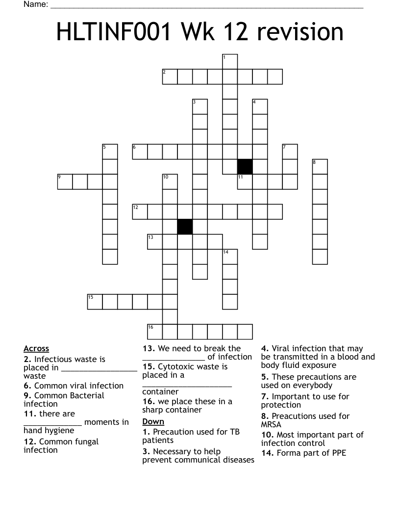 HLTINF001 Wk 12 revision Crossword